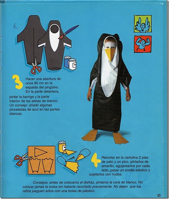 Disfraz de pingüino con bolsa de basura