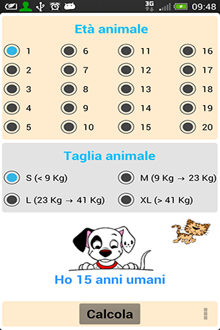 Calcola età cane e gatto Plus