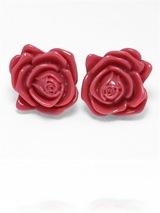 Hot Pink Rose Earrings