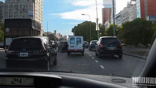 Everyday Traffic Jam on Avenida Nueve Julio in Buenos Aires, Argentina