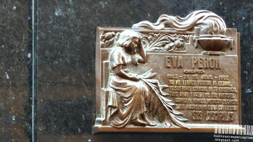 Principal Remembrance Plate on the Mausoleum of Evita Peron in the Recoleta Cemetery in Buenos Aires, Argentina
