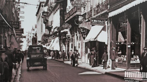 Old Photography of Calle Florida taken around 1920 in Buenos Aires, Argentina