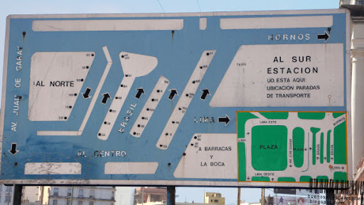 Public Bus Overview Sign at Estación Constitición in Buenos Aires, Argentina