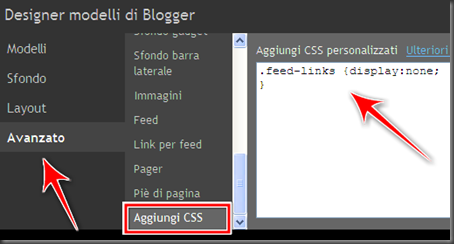 come eliminare link iscriviti post atom blogger