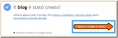 procedura completata realizzare blog