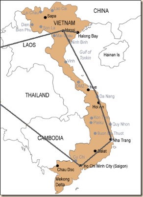 carte vietnam pour parcours