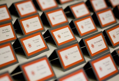 Grey and Tangerine Escort Cards