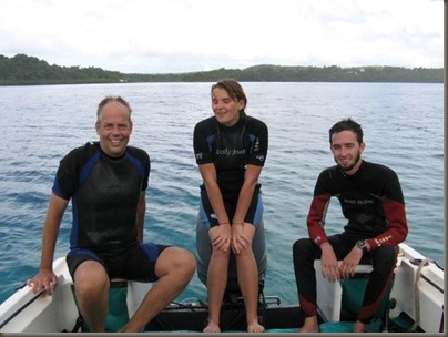 Steve, Emma and Stan after finishing their dive