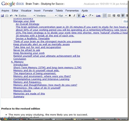 Google Docs - Exemplo de Uso - Fichamento de Livro.
