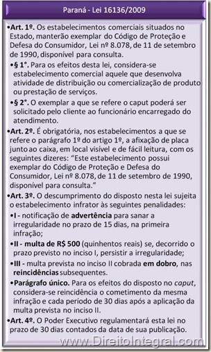Paraná. Lei Estadual 16136/2009.