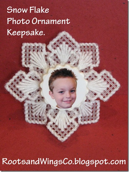 White snowflake ornament with picture