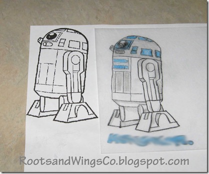R2-D2 Shrinky Dink line drawing