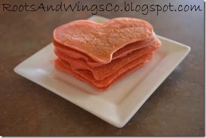 valentine pink heart pancakes
