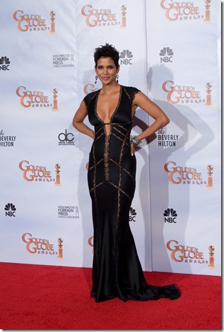 Halle Berry in Kaufman Franco HALLE BERRY wearing an onyx silk bias cut gown 