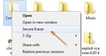Secure Eraser - Apagar arquivo ou pasta usando o menu de contexto