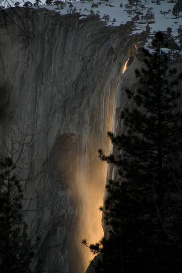 Yosemite fire waterfall