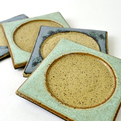 Blue Green handmade Zehava coasters by glazedOver Pottery 4