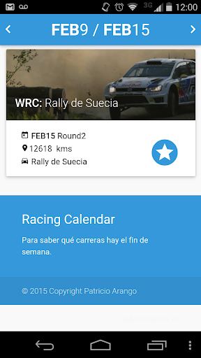 Racing Calendar 2015