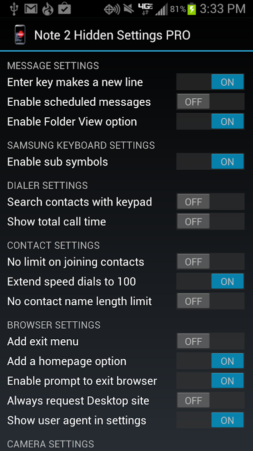 Note 2 Hidden Settings Pro Screen 3