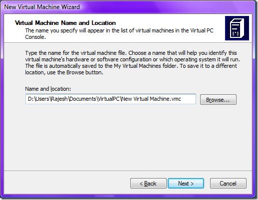 4Virtual Machine Name and Location