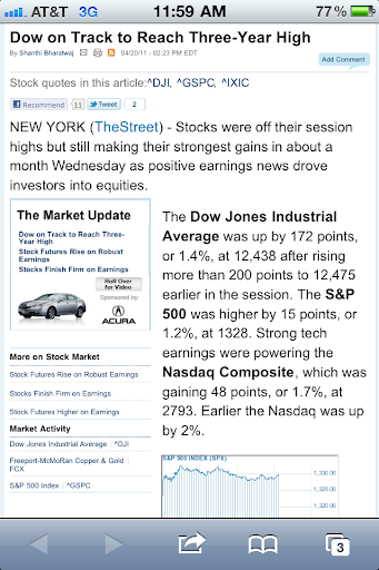 Dow near three year high