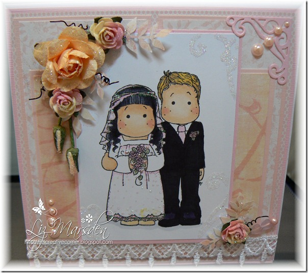 Colour create DT wedding card with fancy border