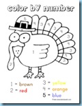 Thanksgiving Preschool Pack Color by number
