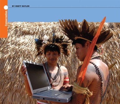 An indigenous team gathers GPS data on a mapping expedition in the Amazon. Rhett Butler