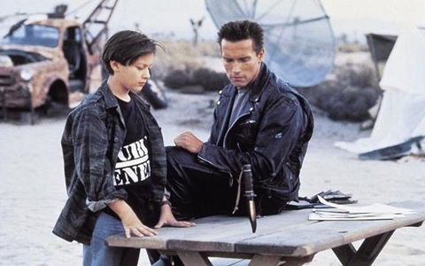 Edward Furlong and Arnold Schwarzenegger: Terminator 2