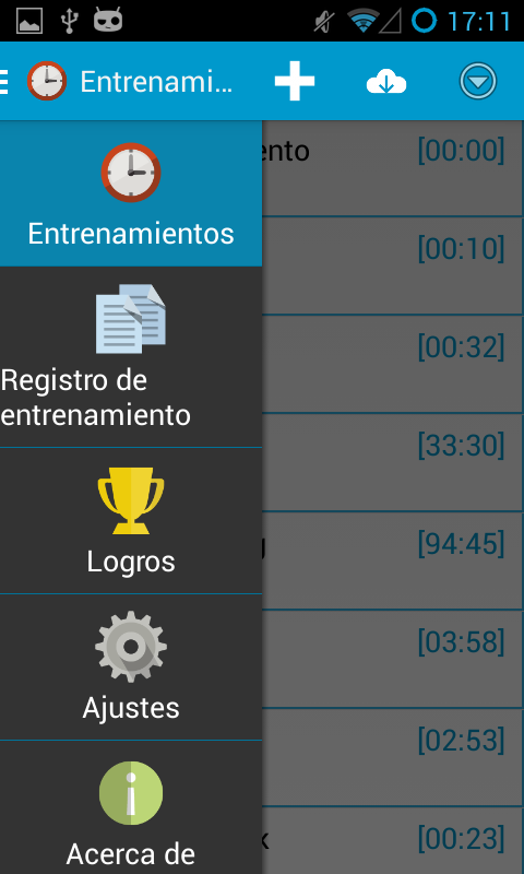 Captura de pantalla de la aplicacion Android New Interval Timer