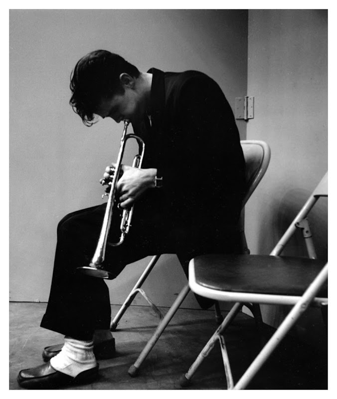 Chet Baker trumpet towards floor los angeles-record session 1953 Bob Willoughby’s Photo.jpg