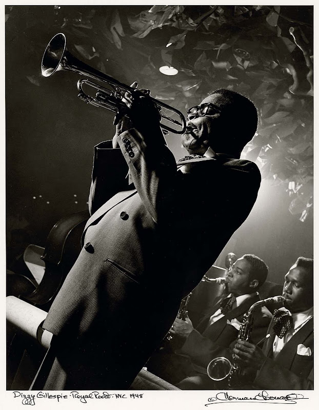 Dizzy Gillespie, Royal Roost, NYC, 1948 Herman Leonard.jpg