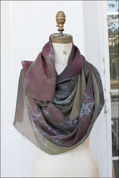 Hand dyed,Silk screened Scarves