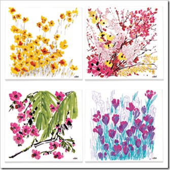 vera neumann flower canvass print set
