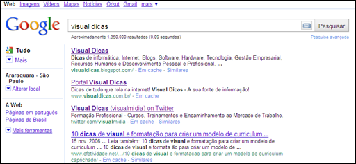 visualização de páginas