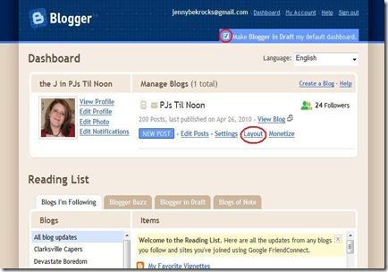 Blogger in draft- Dashboard2