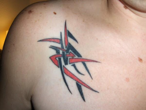Tribal chest tattoo, Flash chest tattoo, 