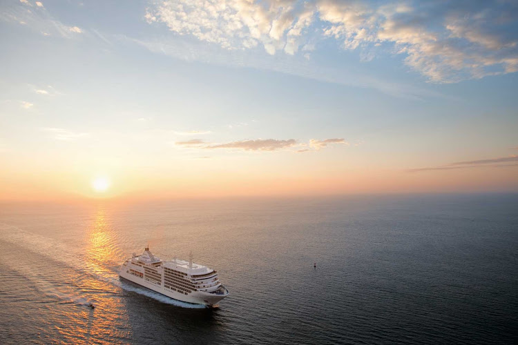 Watch the beautiful sunset from your private veranda on Silver Spirit. Nearly all of the ship's suites have private verandas.