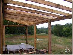 the front porch with rafters installed
