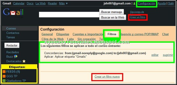 Gmail - Editar Filtros - AyudasyTutoriales