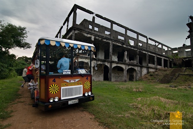 Scrambling Up the Tram Before Darkness Arrives at Corregidor's Old Hospital
