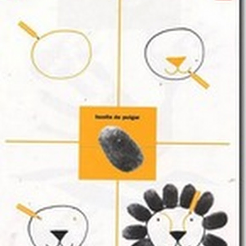 Manualidades niños: león hecho con las huellas del dedo