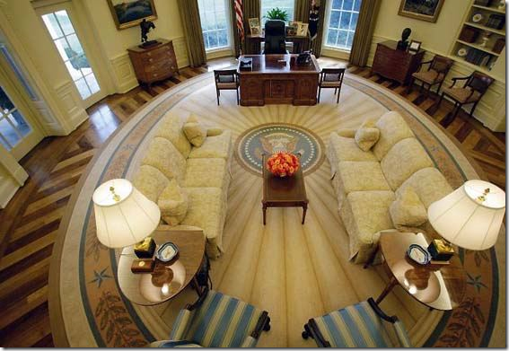 Cote De Texas The Oval Office Before After Oval Office Elegant And Sophisticated In Creams Ivories Touches Of Light Blues The Bushes Liked To Have Fresh Flowers On Coffee Table