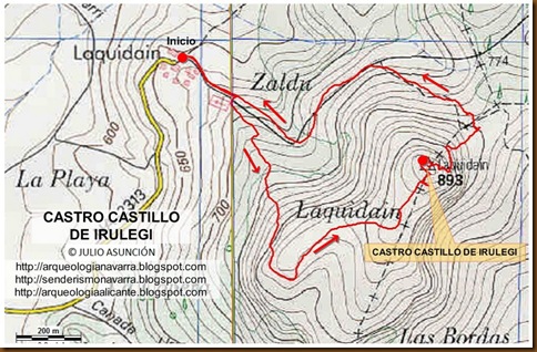Mapa castro de Irulegi - Laquidain