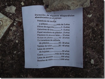 Lista de tiempo de desaparición de las basuras - Sierra de Gongolatz