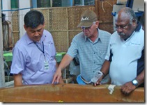 Dr. Toledo, Atty. Sarmiento and Mr. Pokajam explore the sea cucumber setup  