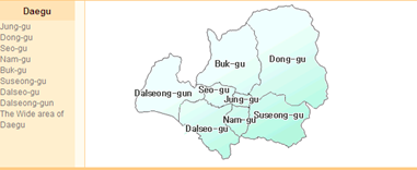 Map of Daego showing the gu and gun