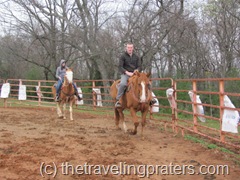 riding horses in the pen