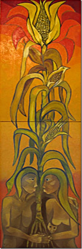 Somos maiz, 2003, cerámica policromada, 130 metros cuadrados, Edificio Manuela Saenz de la Universidad Simón Bolívar, Quito – Ecuador.