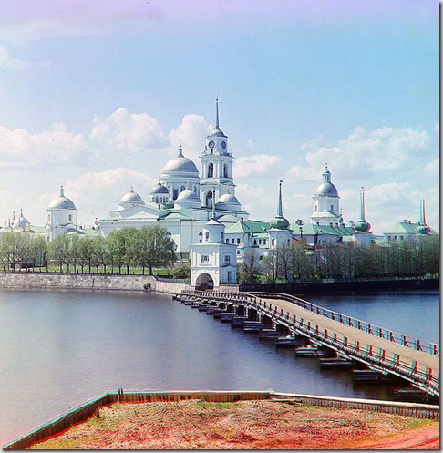 View of the monastery from Svetlitsa Island, Saint Nil Stolbenskii Monastery, Lake Seliger; 1910
Sergei Mikhailovich Prokudin-Gorskii Collection (Library of Congress).